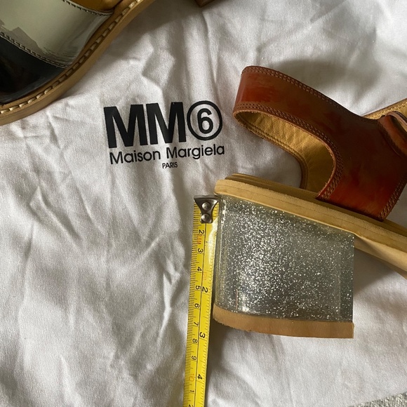MM6 Maison Martin Margiela glitter lucite block heel black brown sandals 8.5 - Picture 7 of 11
